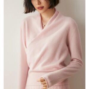 Lacetti Svalbard Pink Wrap-Front Cashmere Women's Sweater